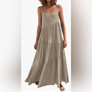 Maxi Sundress with spaghetti straps and tiered detailing.